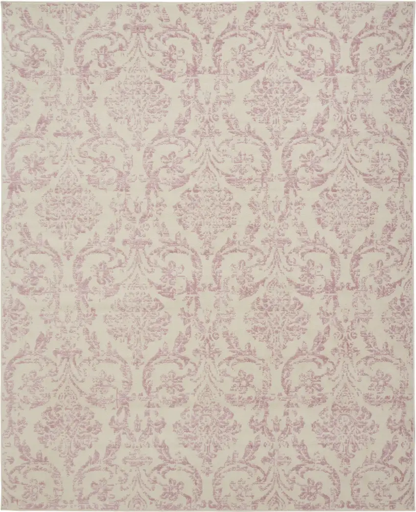 Cream Damask Power Loom Area Rug Photo 4