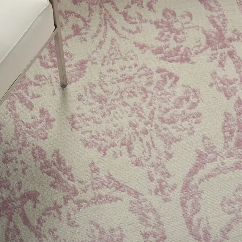 Cream Damask Power Loom Area Rug Photo 9