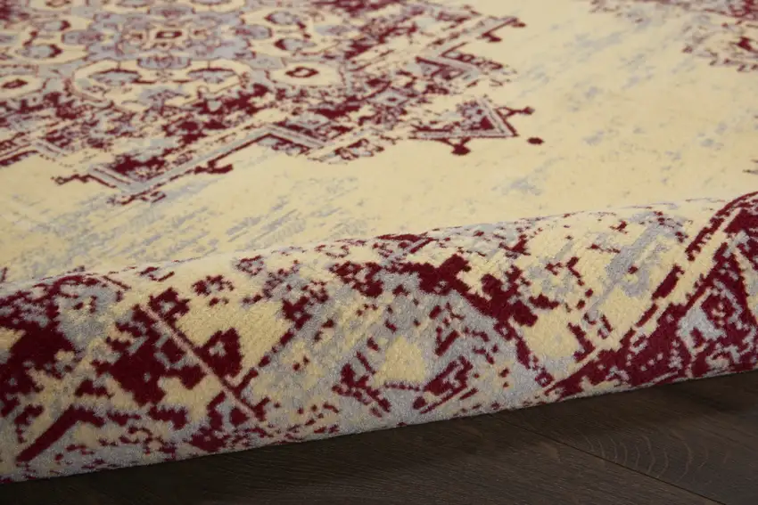Cream Damask Power Loom Area Rug Photo 5