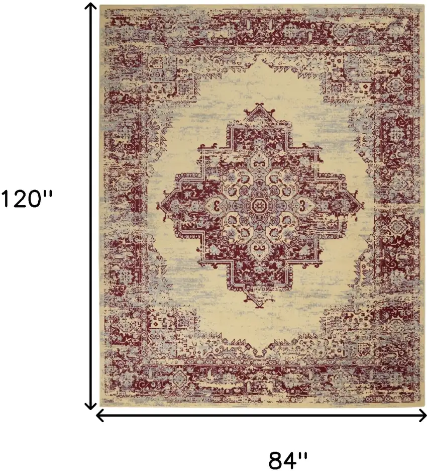 Cream Damask Power Loom Area Rug Photo 9