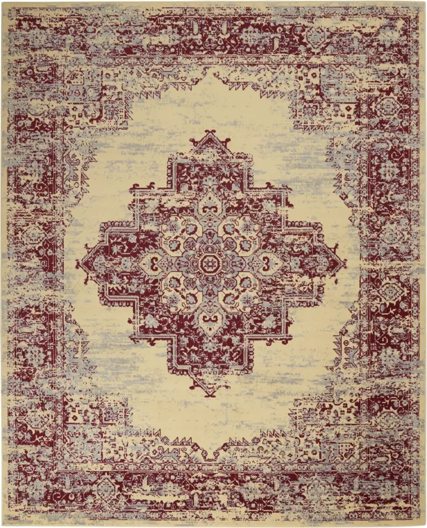 Cream Damask Power Loom Area Rug Photo 2