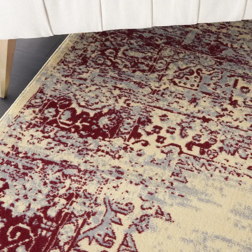 Cream Damask Power Loom Area Rug Photo 4