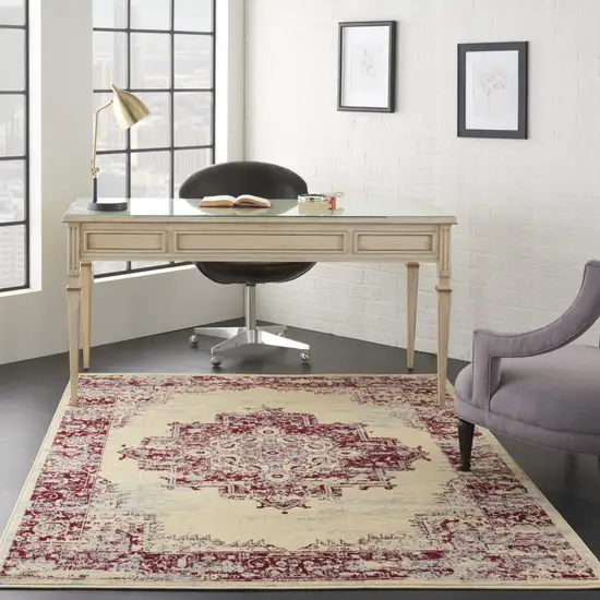 Cream Damask Power Loom Area Rug Photo 3