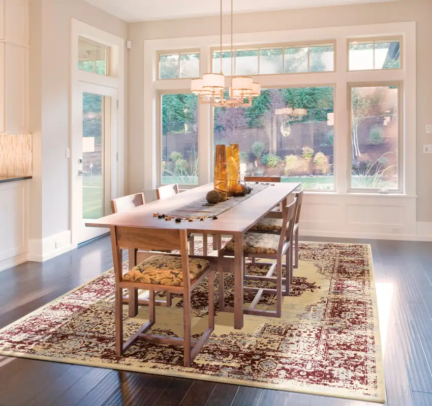 Cream Damask Power Loom Area Rug Photo 9
