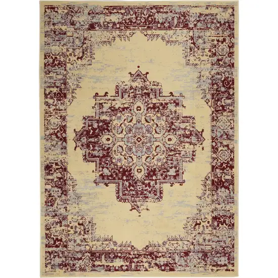 Cream Damask Power Loom Area Rug Photo 2