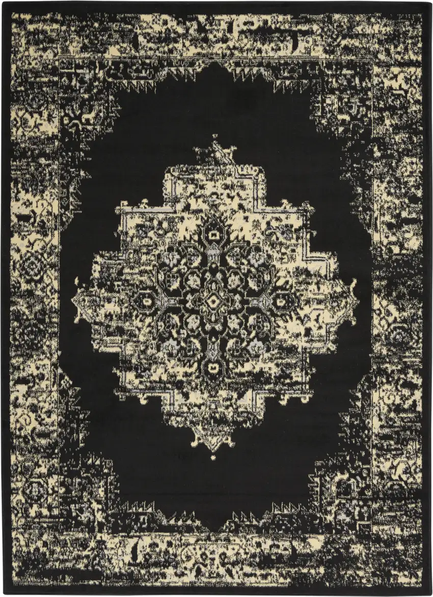 Cream Damask Power Loom Area Rug Photo 1