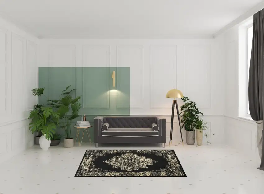 Cream Damask Power Loom Area Rug Photo 2