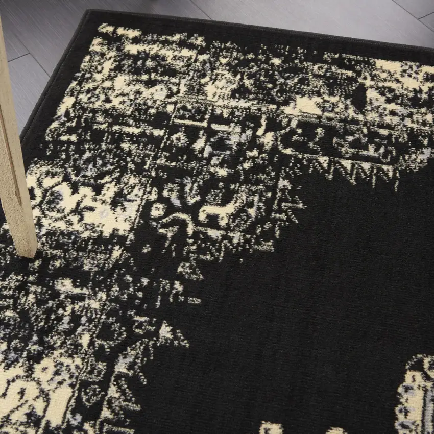 Cream Damask Power Loom Area Rug Photo 9