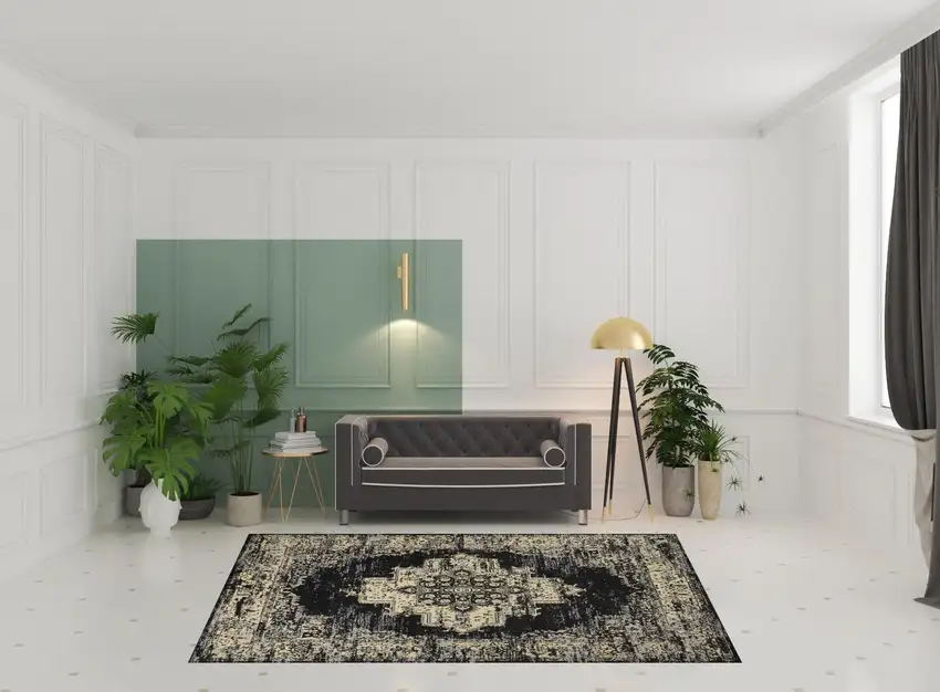 Cream Damask Power Loom Area Rug Photo 2