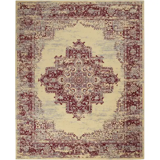 Cream Damask Power Loom Area Rug Photo 2