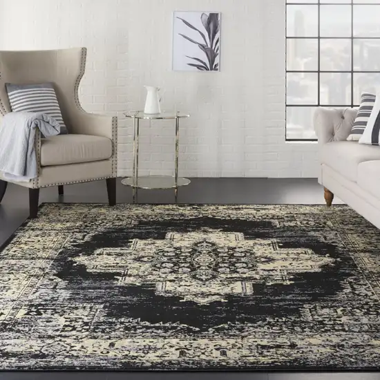 Cream Damask Power Loom Area Rug Photo 4