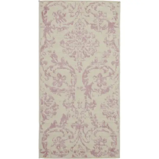 Cream Damask Power Loom Area Rug Photo 1