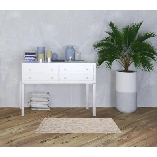 Cream Damask Power Loom Area Rug Photo 2