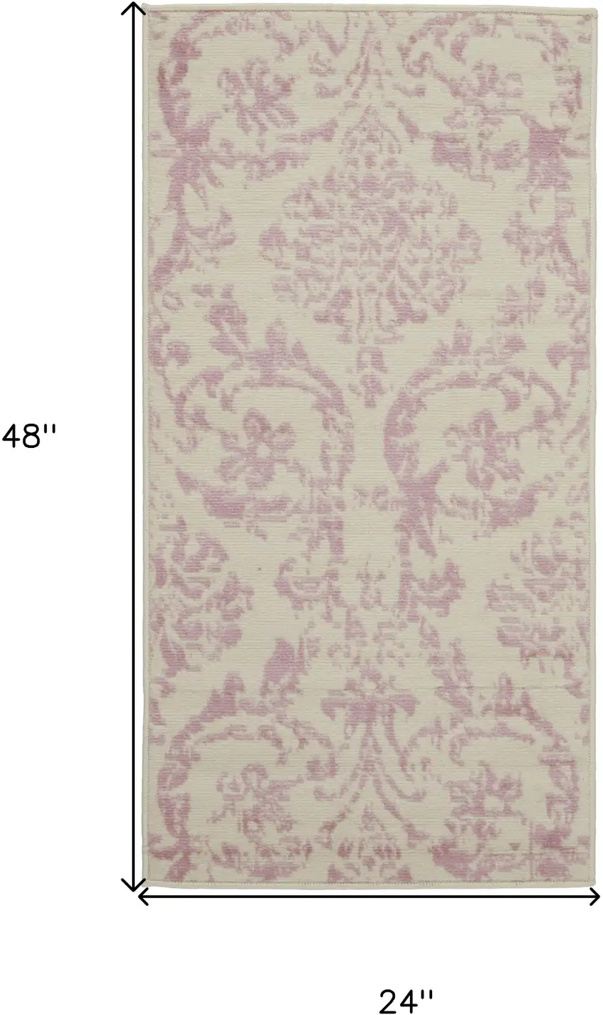 Cream Damask Power Loom Area Rug Photo 6