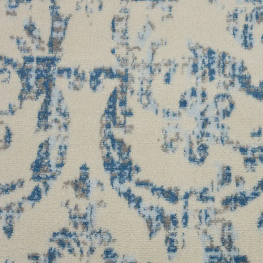 Cream Damask Power Loom Non Skid Area Rug Photo 3