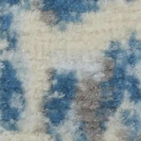 Cream Damask Power Loom Non Skid Area Rug Photo 1