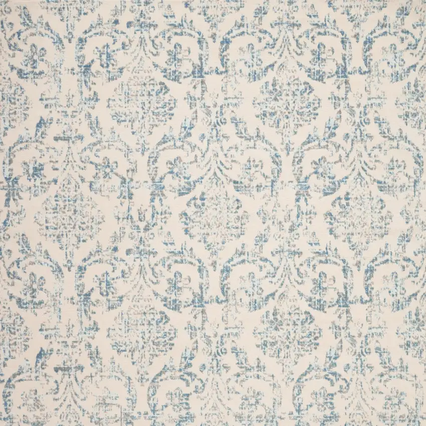 Cream Damask Power Loom Non Skid Area Rug Photo 4
