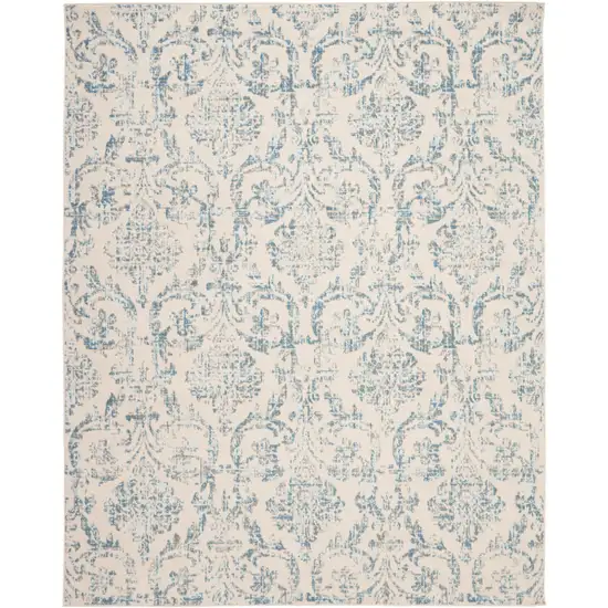 Cream Damask Power Loom Non Skid Area Rug Photo 9
