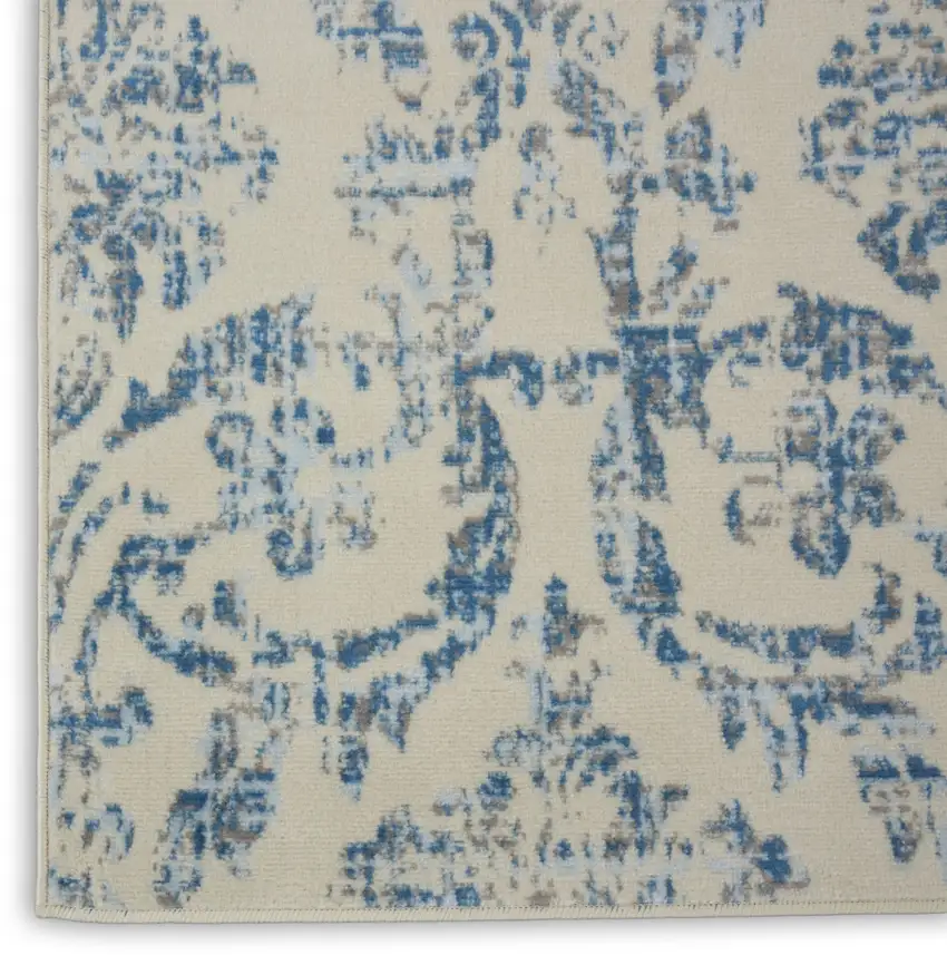 Cream Damask Power Loom Non Skid Area Rug Photo 8