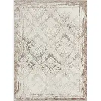 Photo of Cream Damask Stain Resistant Area Rug