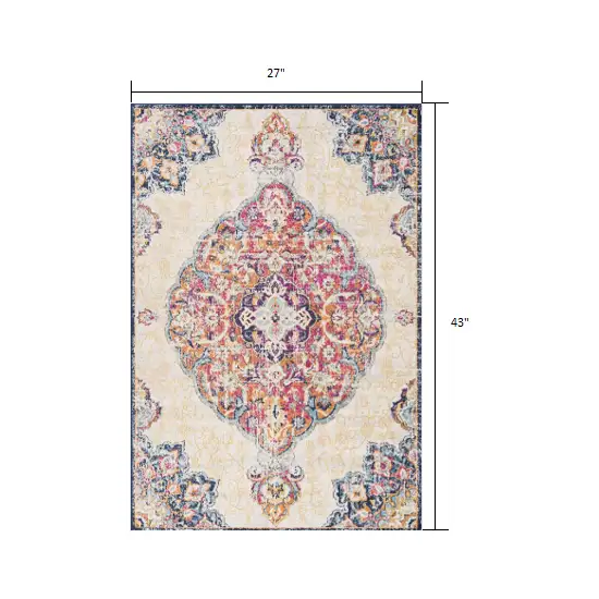 Blue and Beige Medallion Area Rug Photo 8