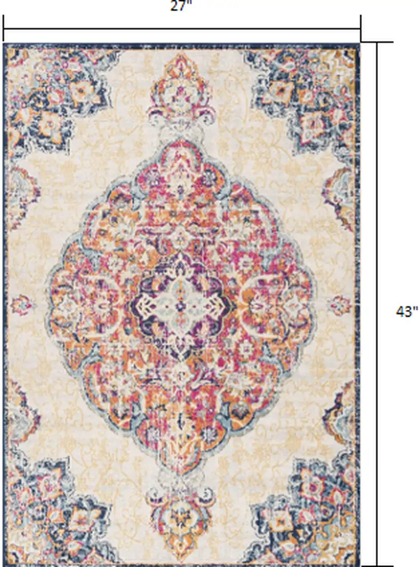 Blue and Beige Medallion Area Rug Photo 8