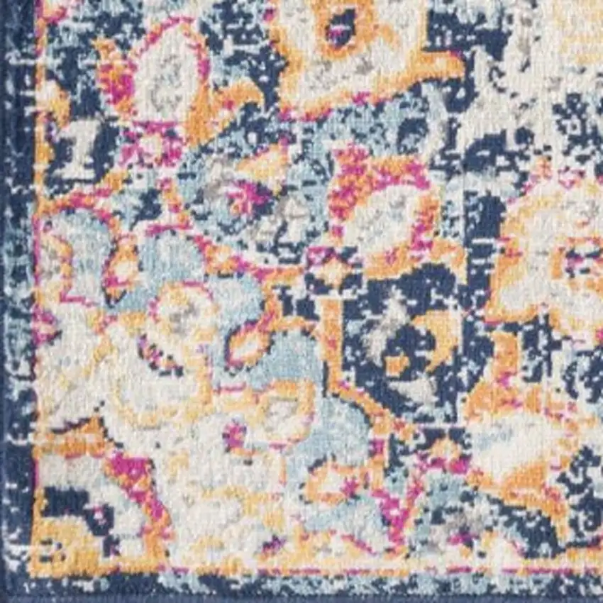 Blue and Beige Medallion Area Rug Photo 5