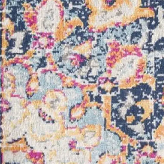 Blue and Beige Medallion Area Rug Photo 4