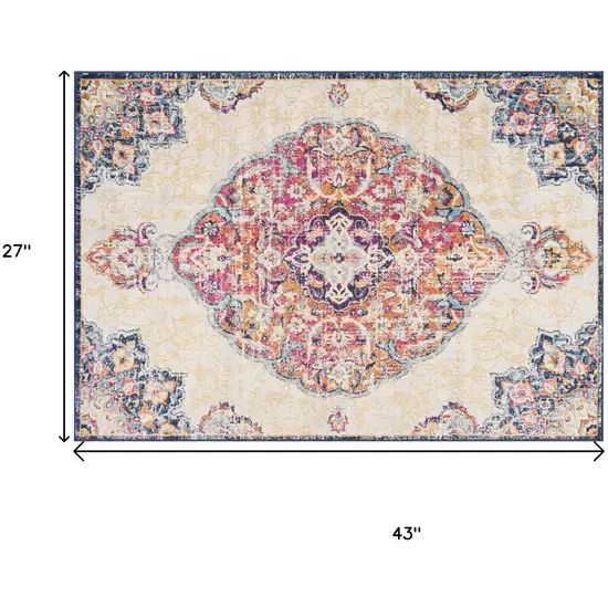 Blue and Beige Medallion Area Rug Photo 7