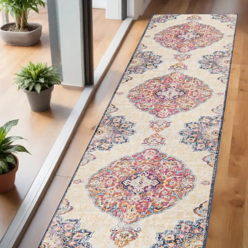 Cream Oriental Dhurrie Area Rug Photo 1
