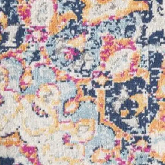 Blue and Beige Medallion Area Rug Photo 5