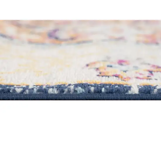 Blue and Beige Medallion Area Rug Photo 4