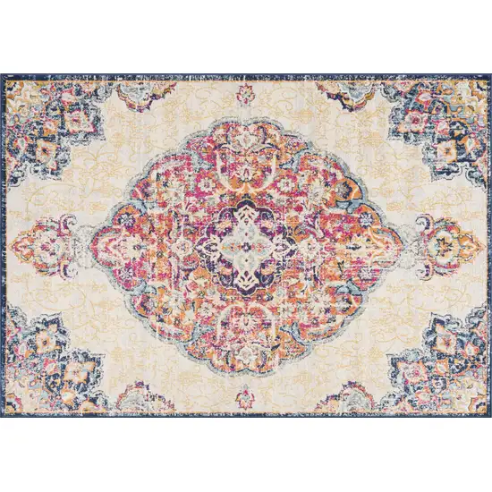 Blue and Beige Medallion Area Rug Photo 2