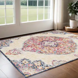 Photo of Cream Decorative Medallion Area Rug