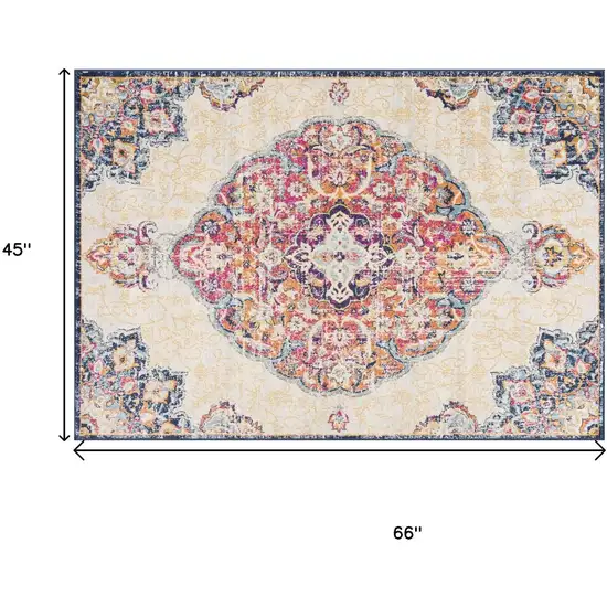 Blue and Beige Medallion Area Rug Photo 7