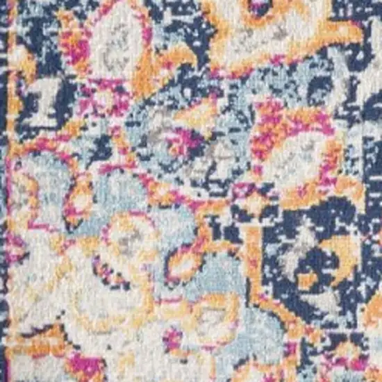 Blue and Beige Medallion Area Rug Photo 5