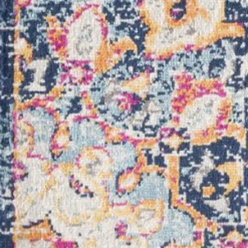 Blue and Beige Medallion Area Rug Photo 5