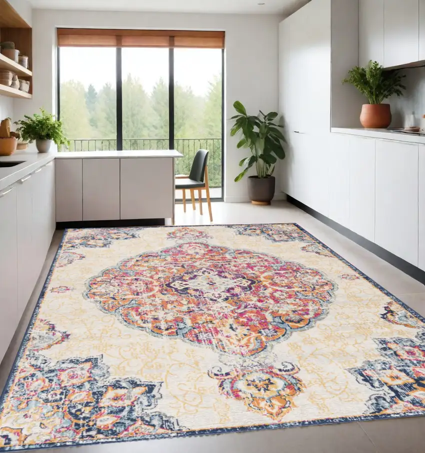 Cream Oriental Dhurrie Area Rug Photo 2