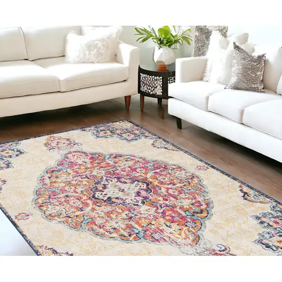 Cream Oriental Dhurrie Area Rug Photo 1
