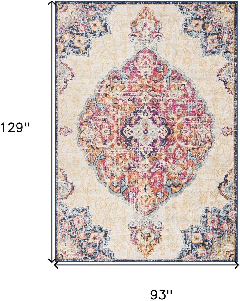 Cream Decorative Medallion Area Rug Photo 2