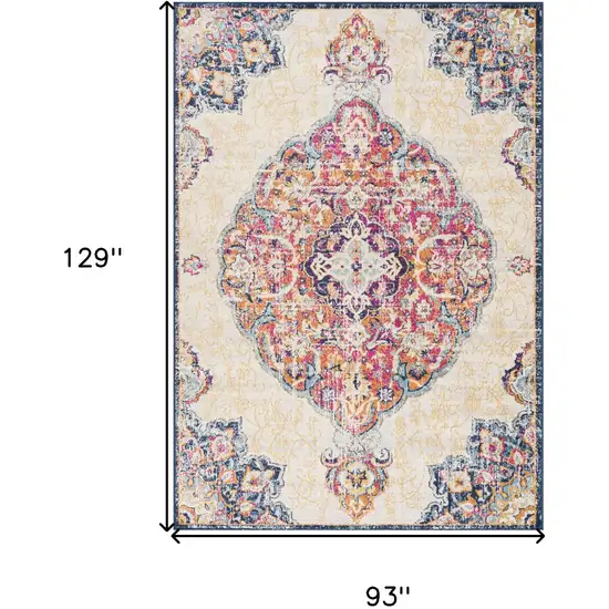 Cream Decorative Medallion Area Rug Photo 3