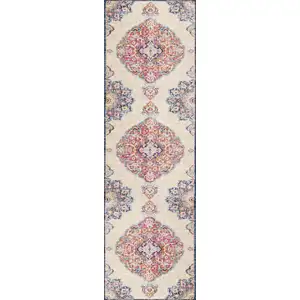 Photo of Cream Decorative Medallion Runner Rug
