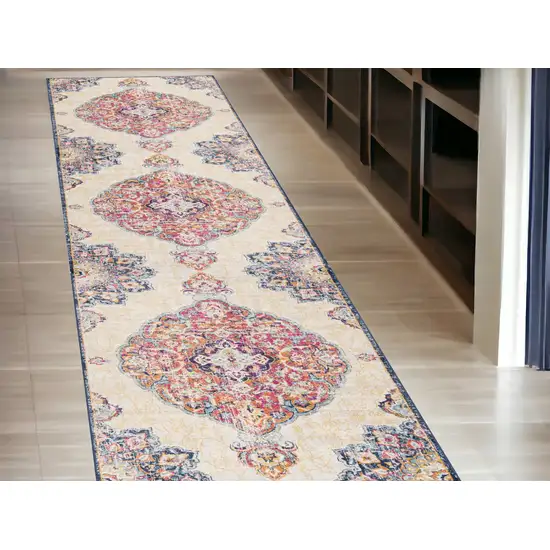 Cream Oriental Dhurrie Runner Rug Photo 1