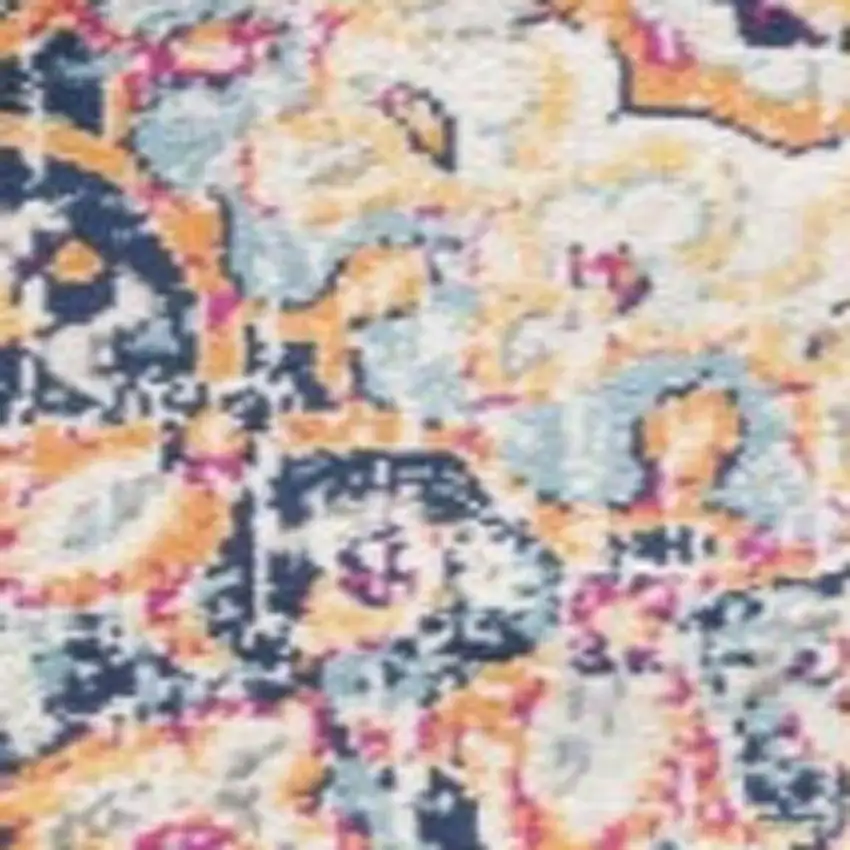 13' Blue And Beige Medallion Runner Rug Photo 4