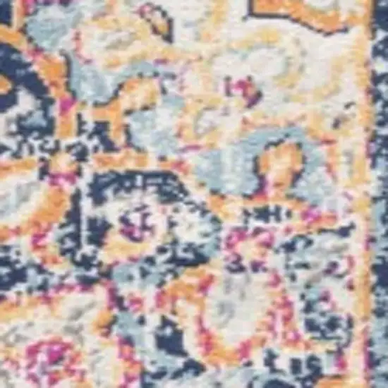 15' Blue And Beige Medallion Runner Rug Photo 6