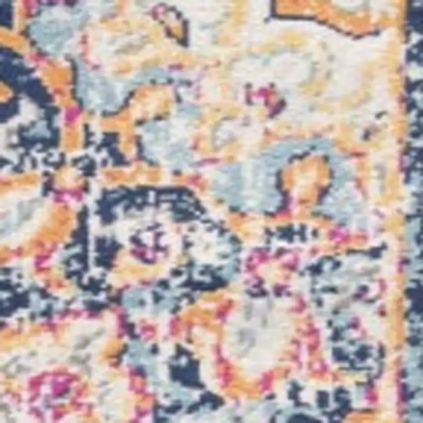 15' Blue And Beige Medallion Runner Rug Photo 6