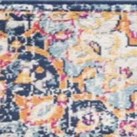 20' Blue And Beige Medallion Runner Rug Photo 5
