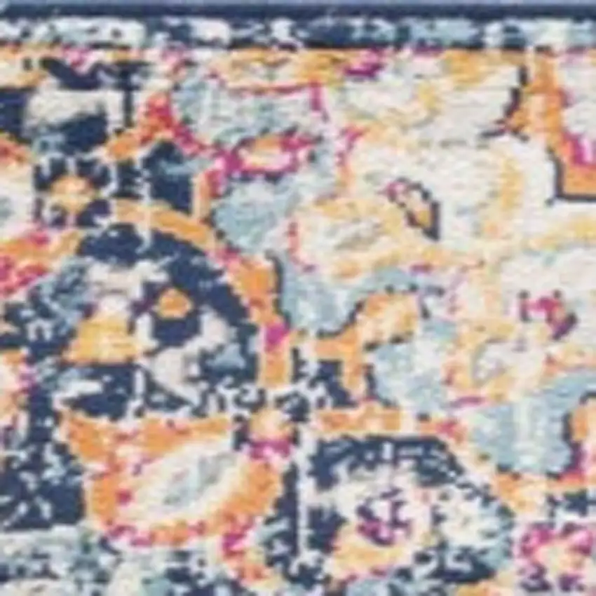 20' Blue And Beige Medallion Runner Rug Photo 5
