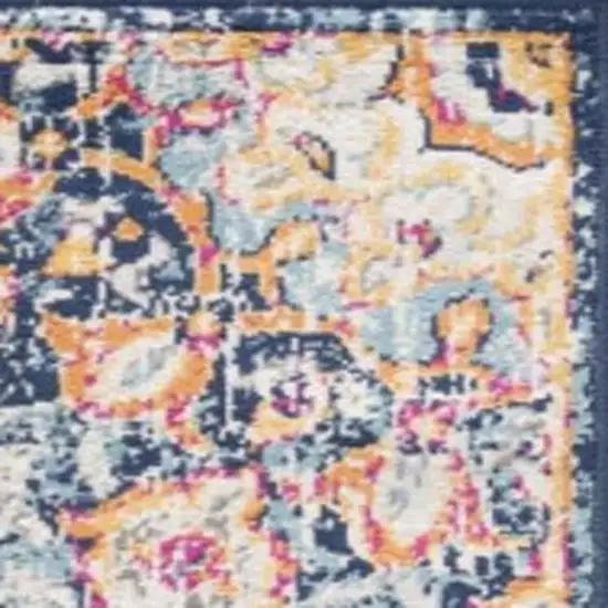 20' Blue And Beige Medallion Runner Rug Photo 6