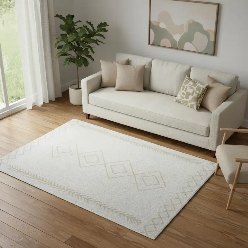 Cream Diamond Area Rug Photo 1
